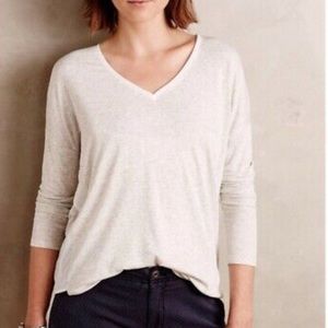 Anthro Bordeaux Ribbed Drop Shoulder Top